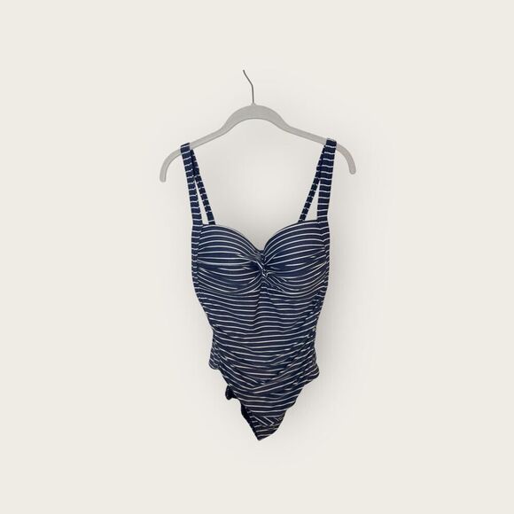 Niptuck Sorrento Stripe Joanne One Piece Swimsuit Blue White Size 12 - Picture 4 of 8